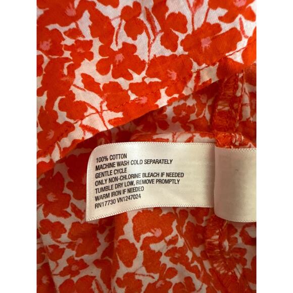 Universal Thread Women's Boho Ditsy Floral Top Blouse Peasant Size 2XL Red White - Picture 7 of 7